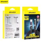 Awei CL-126 4-in-1 1.2M Length Type-C 60W Fast Charging Cable Braided Nylon And Data Transmission Cable