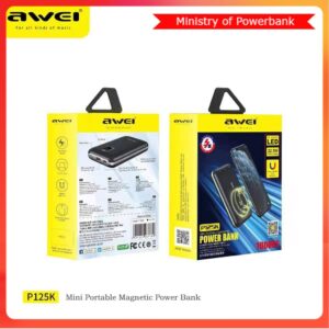 AWEI P125K Magnetic 15W Wireless 10000mAh Powerbank / 5A PD 22.5W Fast Charge / LED Digital Display / High Speed