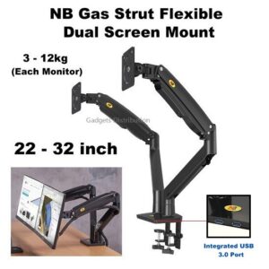 22-32 Inch Gas Strut Dual Screen Two Dua TV Monitor Desktop Stand Mount