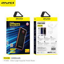 AWEI P143K 10000mAh Powerbank / 22.5W 5A PD + QC Super Fast Charging / 3 Output 1 Input / LED Digital Display