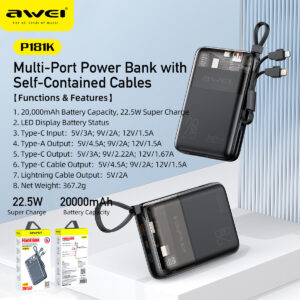 AWEI - P181K - PD22.5w fast charging power bank 20000mAh