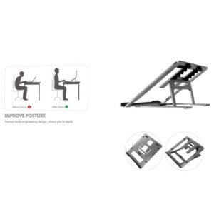 Go-Des stand Aluminum Alloy Collapsible Laptop Holder 6 Levels 15 Degrees to 40 Degrees Adjustable, Heat Dissipation, Silicon Protection
