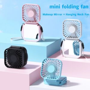Foldable fan with mirror