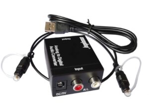 Analog to Digital Audio Converter, R/L RCA 3.5mm AUX to Digital Coaxial Toslink Optical Audio Adapter with Optical Cable, Coaxial Cable 3.6 out of 5
