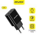 AWEI C3 USB Charger Type-A Dual USB Port Power Adapter Charging Plug 5V 2.1A Fast Charger