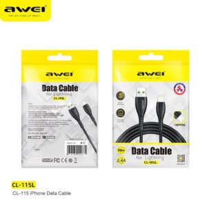 Awei CL-115L Data Cable for Lightning 2.4A Fast Charging Cable 100cm