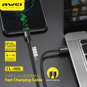 Awei CL-118L PD20W Type-C To Lightning Super Fast Cable