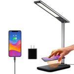 GSBLUNIE LED Desk Lamp,Wireless Charging Desk lamp,USB Charging Port,3 Lighting Modes,6 Brightness Levels,Dimmable Eye-Caring Desk Light for Christmas Gift,Office,Home,Dormitory(Adapter Included)…