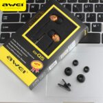 Awei ES - Q5 Strong Low Bass Sound Wooden In - ear Headphone 1.2M Canvas Round Cable 3.5MM Jack for Smartphone MP3 MP4 Laptops - Deep Brown