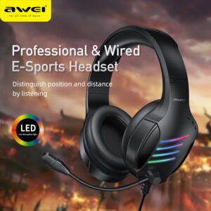 Awei GM-5 Over The Ear Head-Mounted E-Sports Wired Headset Headphone with Microphone