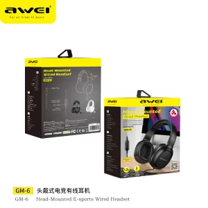 Awei GM-6 Over The Ear Headphones 3.5mm Plug Head Mounted Wired Headset Headphone 1.2m Cable COD