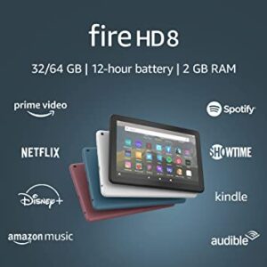 Fire HD 8 tablet, 8" HD display, 32 GB, latest model (2020 release), designed for portable entertainment, Black