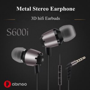 Abingo S600i In Ear Bass Headset with Microphone Stereo Hifi Earphone 3.5mm Jack Wired Earbuds Volume Control for Xiaomi/Samsung