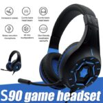 KOMC S90 Gaming Headphones 3.5mm Wire with Mic Over Ear Wired Headset for PS4 Game