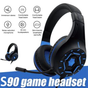 KOMC S90 Gaming Headphones 3.5mm Wire with Mic Over Ear Wired Headset for PS4 Game