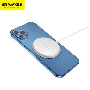 AWEI W10 15W Qi Wireless Charger Magnetic Charge Type-C Fast Charging Portable Mini for iPhone 12 Universal Smart Phones